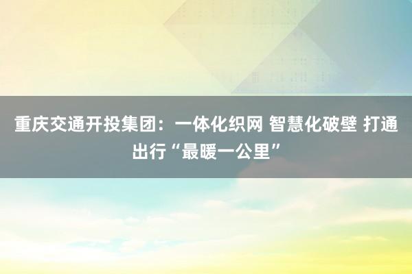 重庆交通开投集团：一体化织网 智慧化破壁 打通出行“最暖一公里”