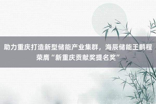 助力重庆打造新型储能产业集群，海辰储能王鹏程荣膺“新重庆贡献奖提名奖”