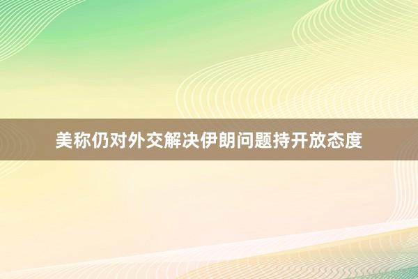 美称仍对外交解决伊朗问题持开放态度